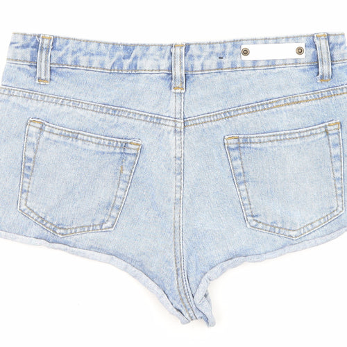 Rock & Revolution Womens Blue Cotton Hot Pants Shorts Size 10 Regular Zip - Pockets