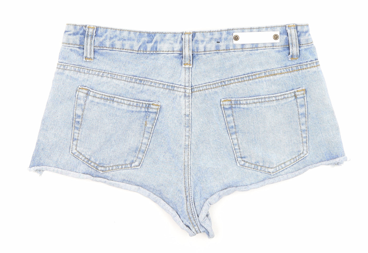 Rock & Revolution Womens Blue Cotton Hot Pants Shorts Size 10 Regular Zip - Pockets