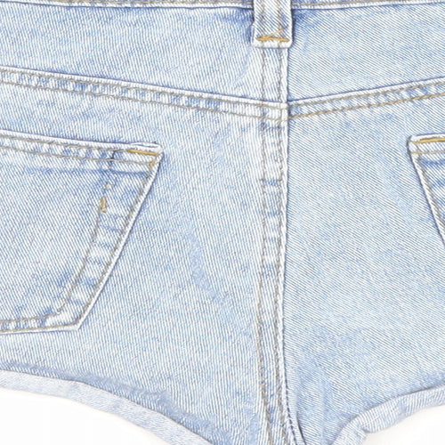 Rock & Revolution Womens Blue Cotton Hot Pants Shorts Size 10 Regular Zip - Pockets