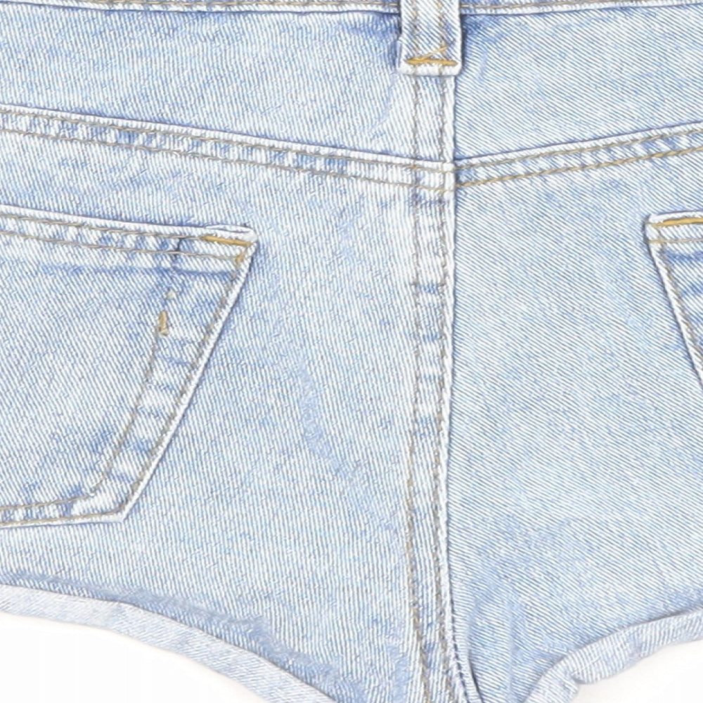 Rock & Revolution Womens Blue Cotton Hot Pants Shorts Size 10 Regular Zip - Pockets