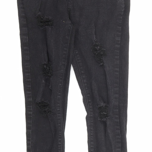 Boohoo Womens Black Cotton Skinny Jeans Size 10 L24 in Regular Zip - Pockets