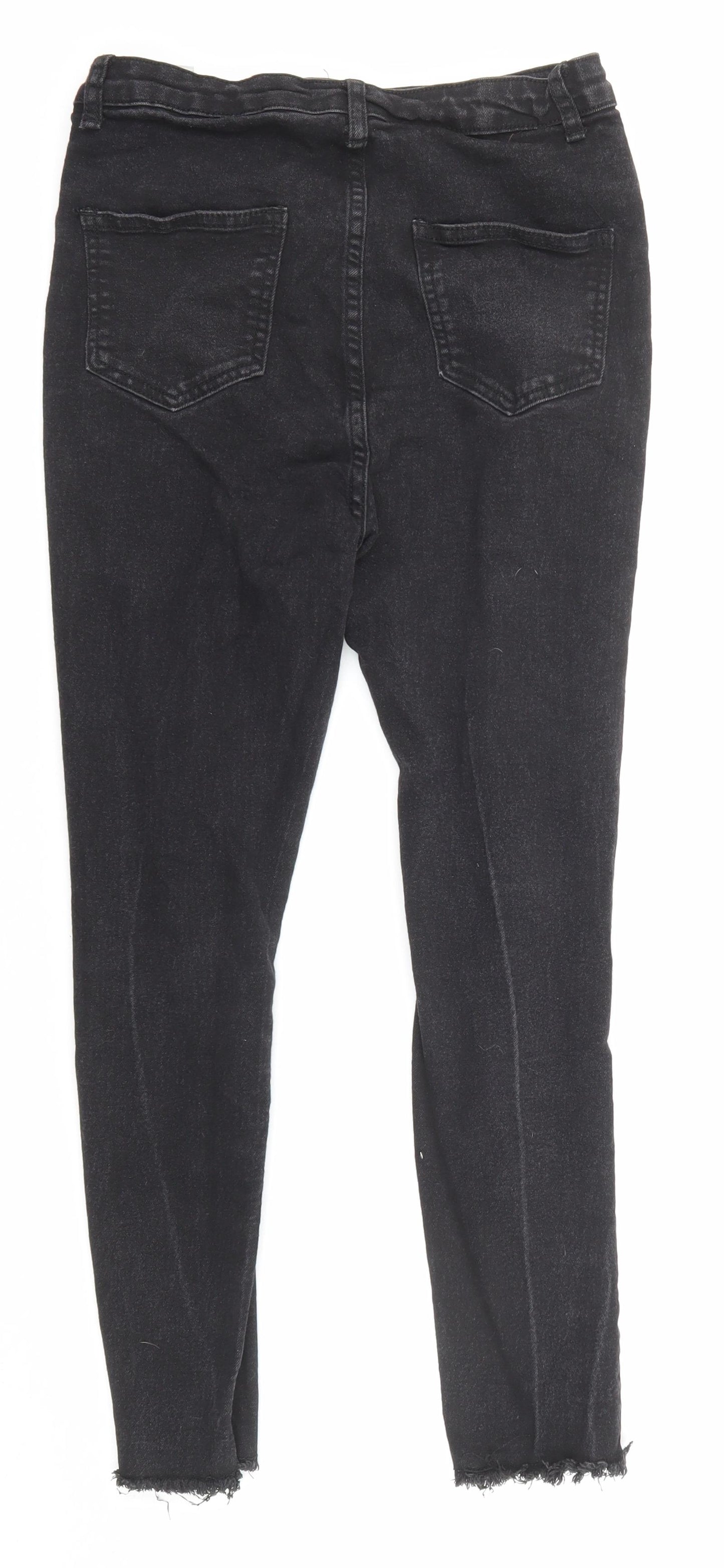 Boohoo Womens Black Cotton Skinny Jeans Size 10 L24 in Regular Zip - Pockets
