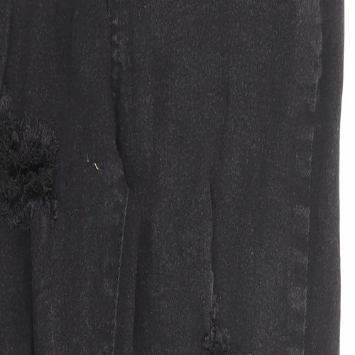 Boohoo Womens Black Cotton Skinny Jeans Size 10 L24 in Regular Zip - Pockets