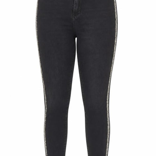 Denim & Co. Womens Black Cotton Skinny Jeans Size 12 L26 in Regular Zip - Embellishment detail