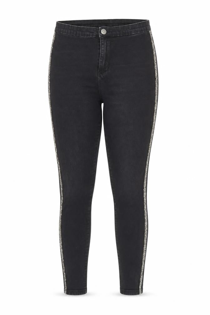 Denim & Co. Womens Black Cotton Skinny Jeans Size 12 L26 in Regular Zip - Embellishment detail