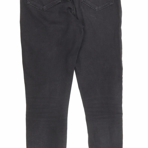 Denim & Co. Womens Black Cotton Skinny Jeans Size 12 L26 in Regular Zip - Embellishment detail