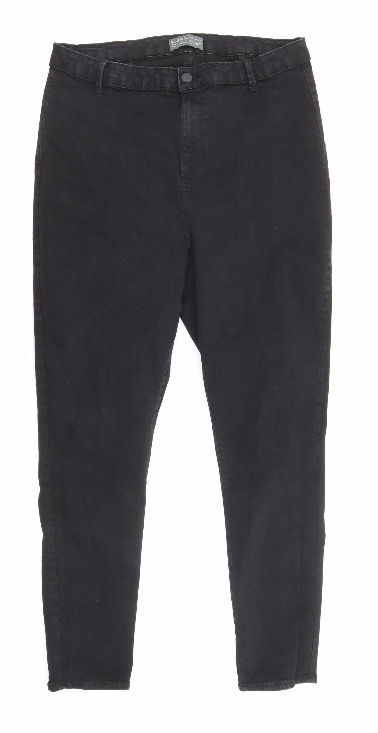 Denim & Co. Womens Black Cotton Straight Jeans Size 20 L27 in Regular Zip