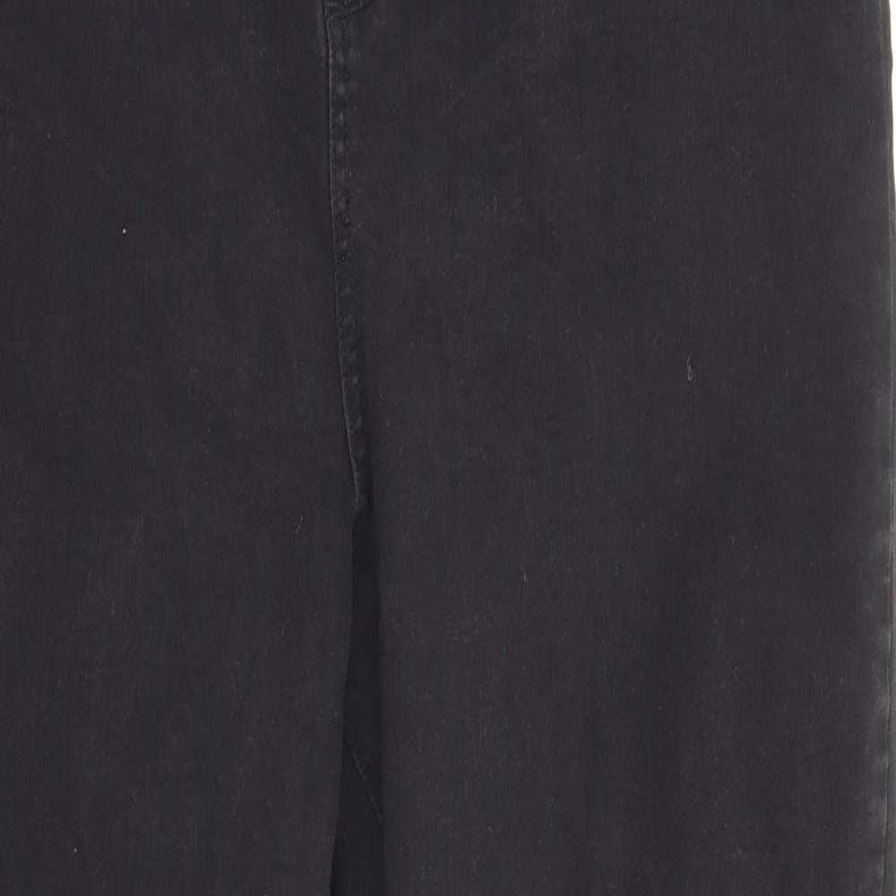Denim & Co. Womens Black Cotton Straight Jeans Size 20 L27 in Regular Zip