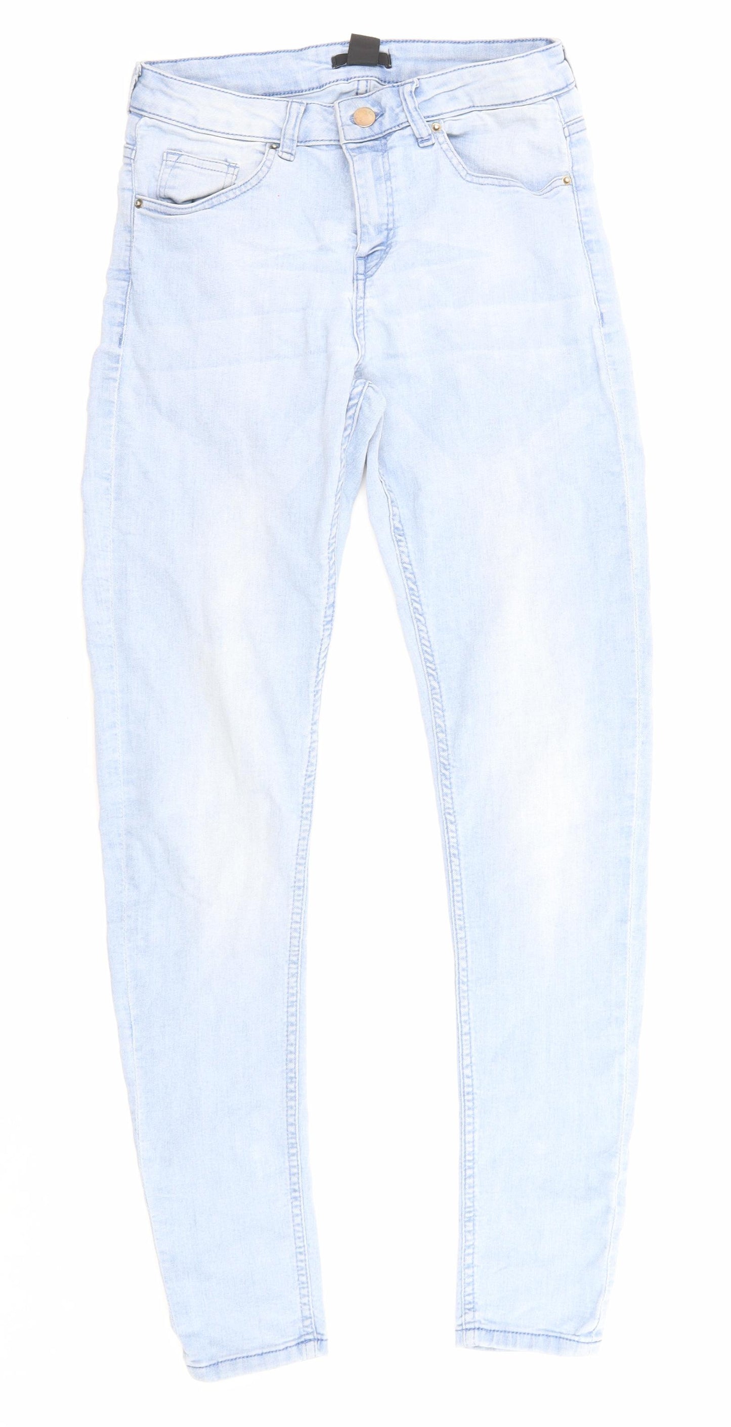 H&M Womens Black Cotton Skinny Jeans Size 8 L28 in Regular Zip - Pockets