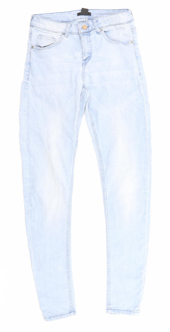 H&M Womens Black Cotton Skinny Jeans Size 8 L28 in Regular Zip - Pockets