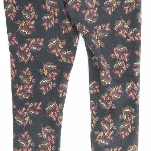 TU Womens Black Floral Cotton Skinny Jeans Size 8 L26 in Regular Zip - Pockets