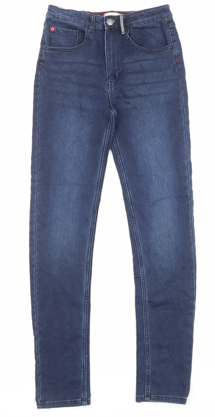 Joules Girls Blue Cotton Skinny Jeans Size 11-12 Years L29 in Regular Zip - Pockets