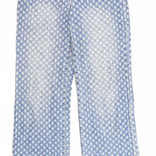 Jaded Womens Blue Geometric Cotton Straight Jeans Size 25 in L30 in Regular Zip - Pockets