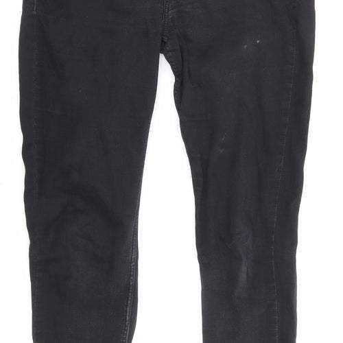 Zara Womens Black Cotton Skinny Jeans Size 12 L25 in Regular Zip - Pockets