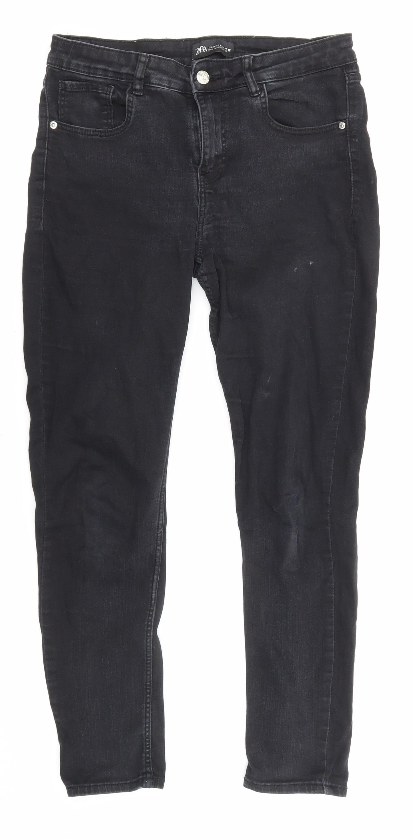 Zara Womens Black Cotton Skinny Jeans Size 12 L25 in Regular Zip - Pockets