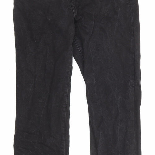 Mango Womens Black Cotton Straight Jeans Size 12 L25 in Regular Zip - Pockets