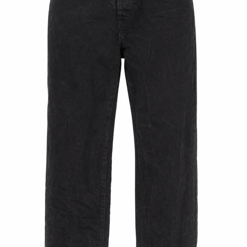 Mango Womens Black Cotton Straight Jeans Size 12 L25 in Regular Zip - Pockets