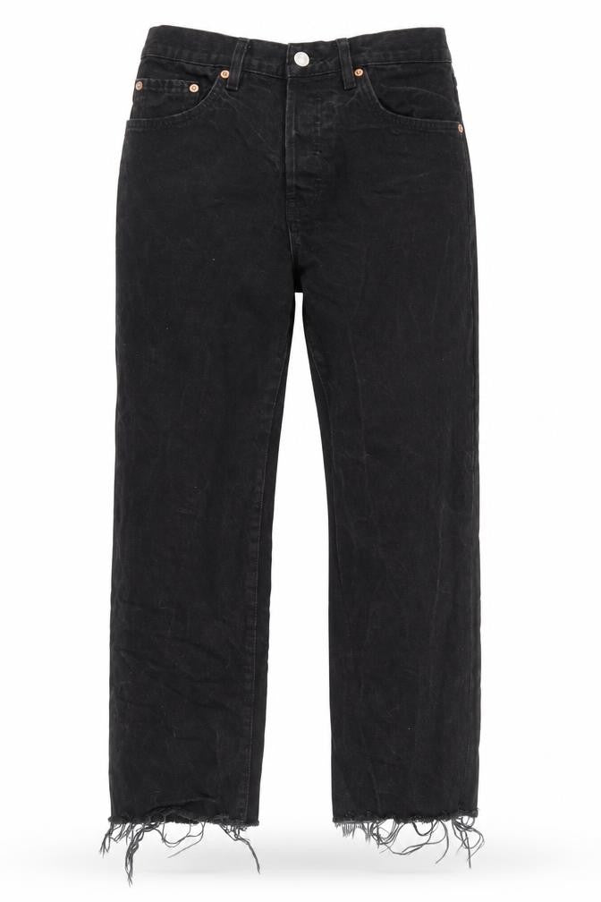 Mango Womens Black Cotton Straight Jeans Size 12 L25 in Regular Zip - Pockets