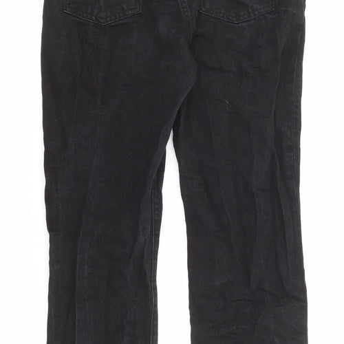Mango Womens Black Cotton Straight Jeans Size 12 L25 in Regular Zip - Pockets
