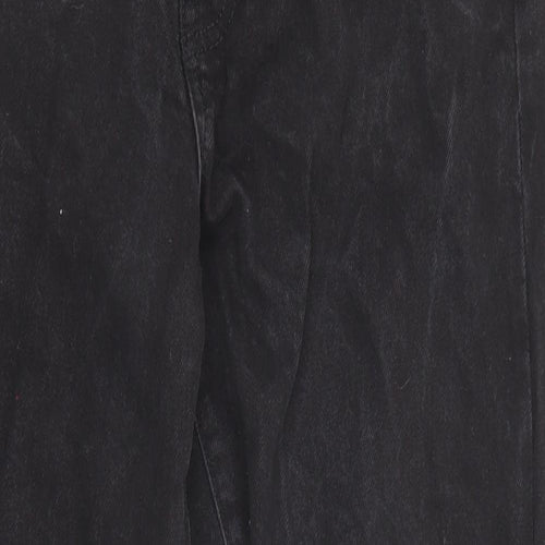 Mango Womens Black Cotton Straight Jeans Size 12 L25 in Regular Zip - Pockets