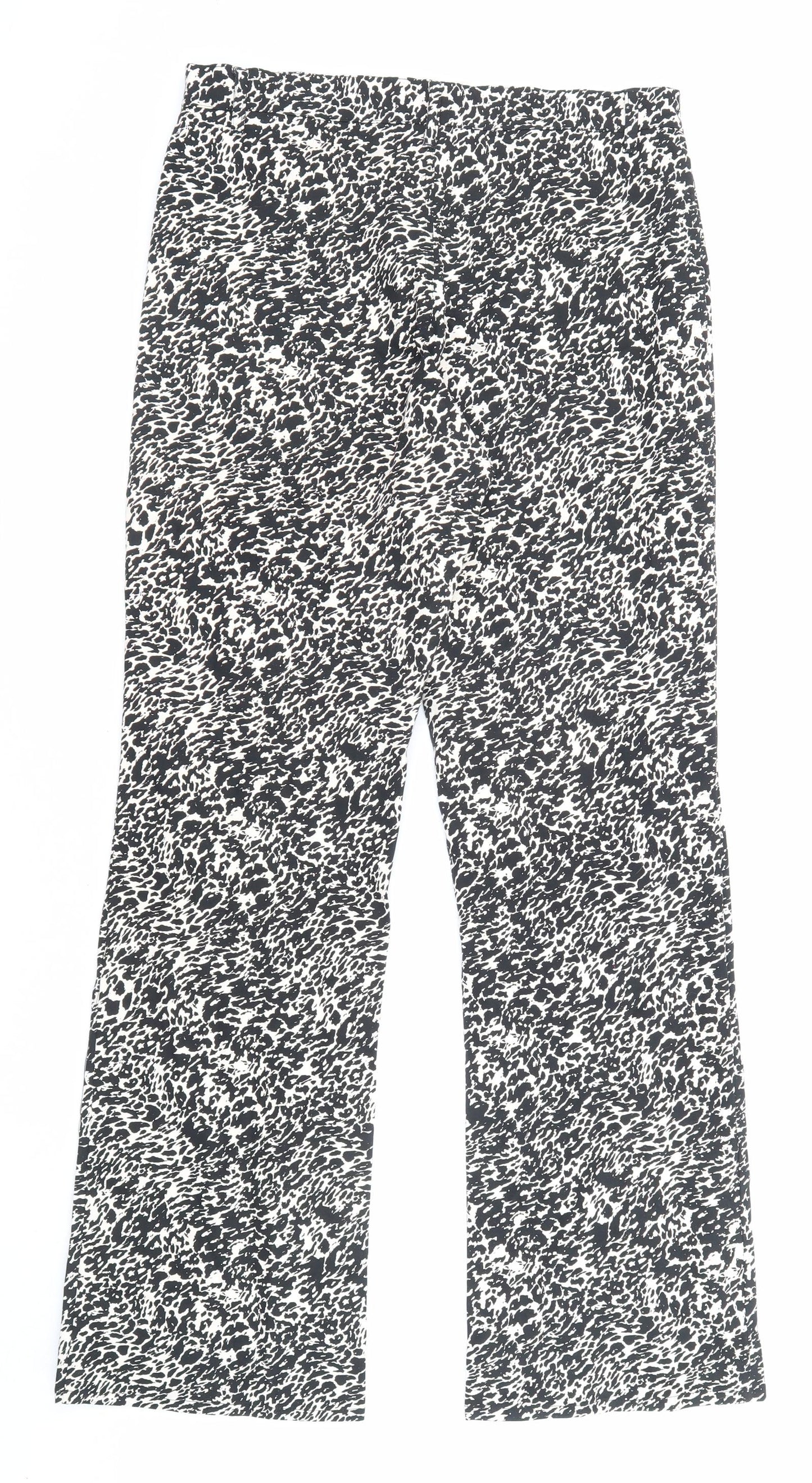 Motel Womens Black Striped Cotton Trousers Size 30 L31 in Regular Zip