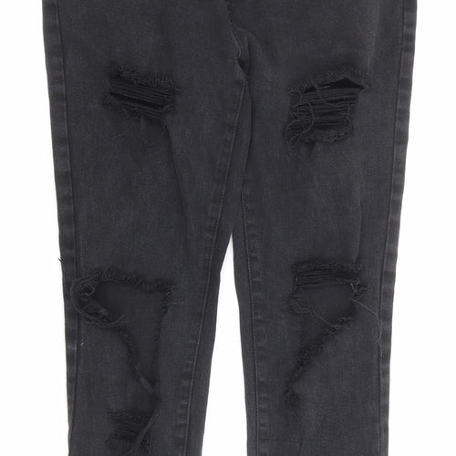 Sheilay Womens Black Cotton Skinny Jeans Size L L24 in Regular Zip - Pockets