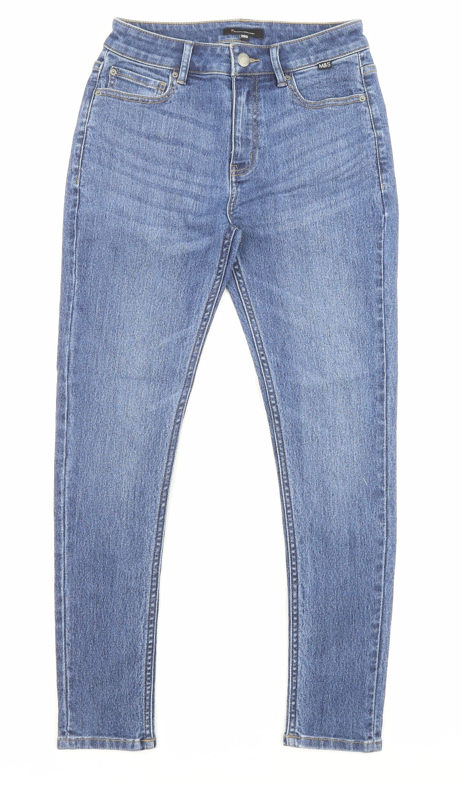 Marks and Spencer Womens Blue Cotton Skinny Jeans Size 26 in L26 in Regular Zip - Pockets