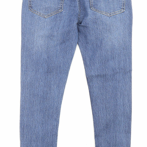 Marks and Spencer Womens Blue Cotton Skinny Jeans Size 26 in L26 in Regular Zip - Pockets