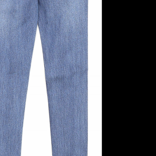 Marks and Spencer Womens Blue Cotton Skinny Jeans Size 26 in L26 in Regular Zip - Pockets
