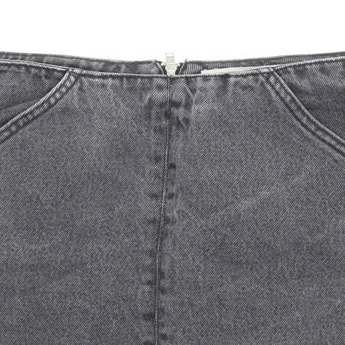 Topshop Womens Black Cotton A-Line Skirt Size 8 Zip - Pockets