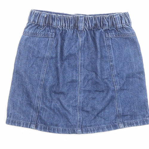 George Girls Blue Cotton A-Line Set Size 8-9 Years Regular Button - Pockets