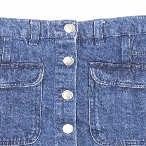 George Girls Blue Cotton A-Line Set Size 8-9 Years Regular Button - Pockets