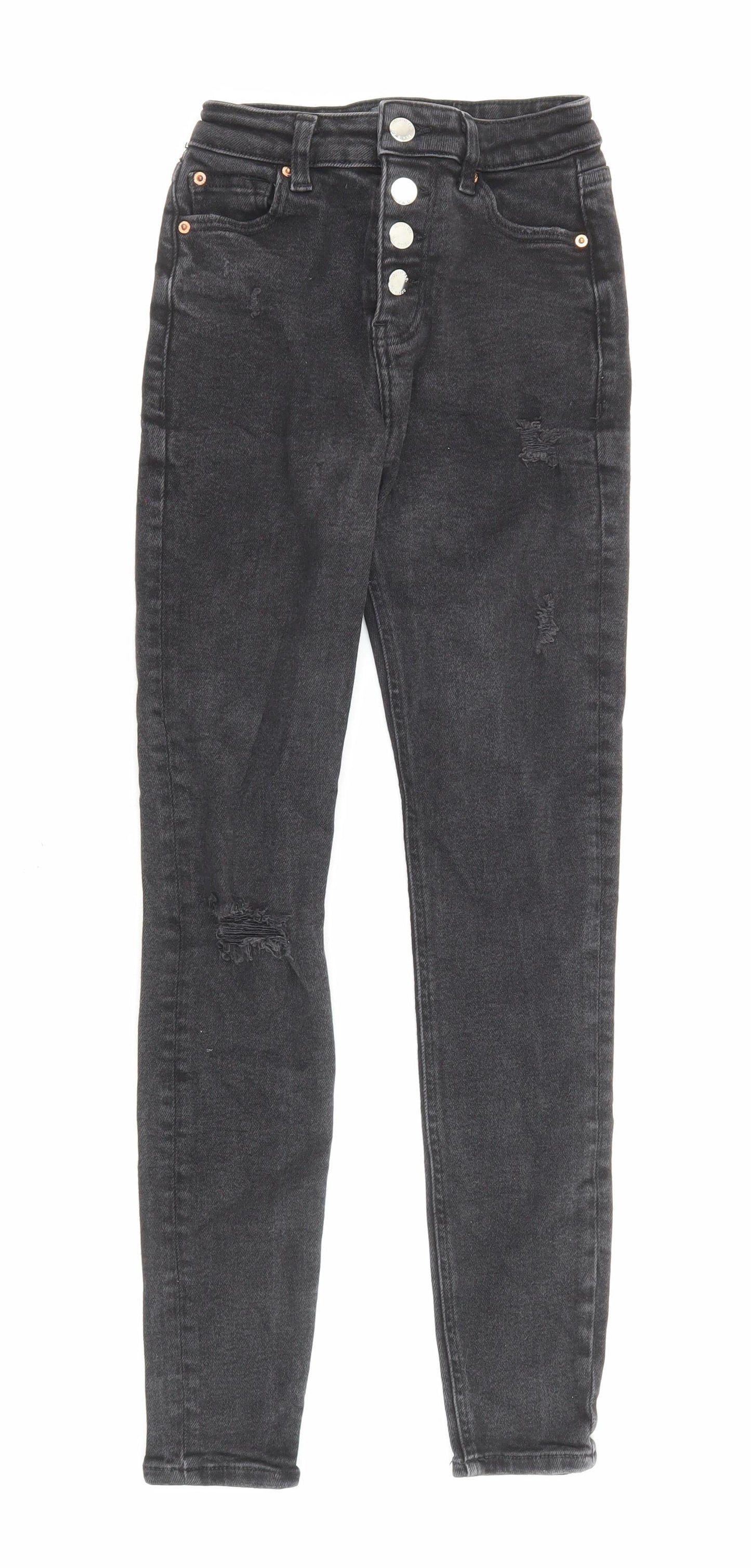 Denim & Co. Womens Black Cotton Skinny Jeans Size 6 L25 in Regular Zip - Pockets, Waist 20 inches