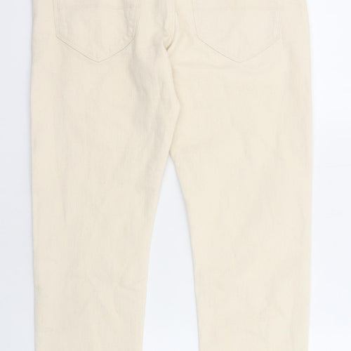 Marks and Spencer Mens Beige Cotton Straight Jeans Size 30 in L29 in Regular Zip - Pockets