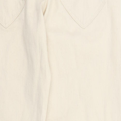 Marks and Spencer Mens Beige Cotton Straight Jeans Size 30 in L29 in Regular Zip - Pockets