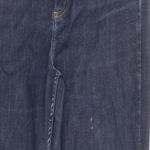 John Lewis Womens Blue Cotton Straight Jeans Size 14 L29 in Regular Zip - Pockets