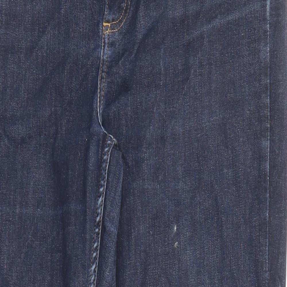 John Lewis Womens Blue Cotton Straight Jeans Size 14 L29 in Regular Zip - Pockets