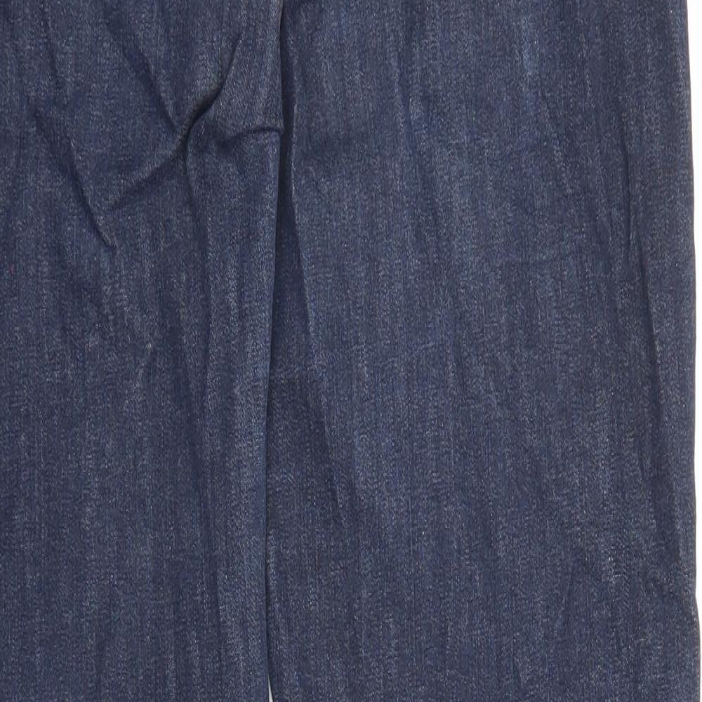 John Lewis Womens Blue Cotton Straight Jeans Size 14 L29 in Regular Zip - Pockets