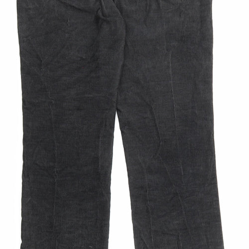 Per Una Womens Black Cotton Trousers Size 12 L29 in Regular Zip