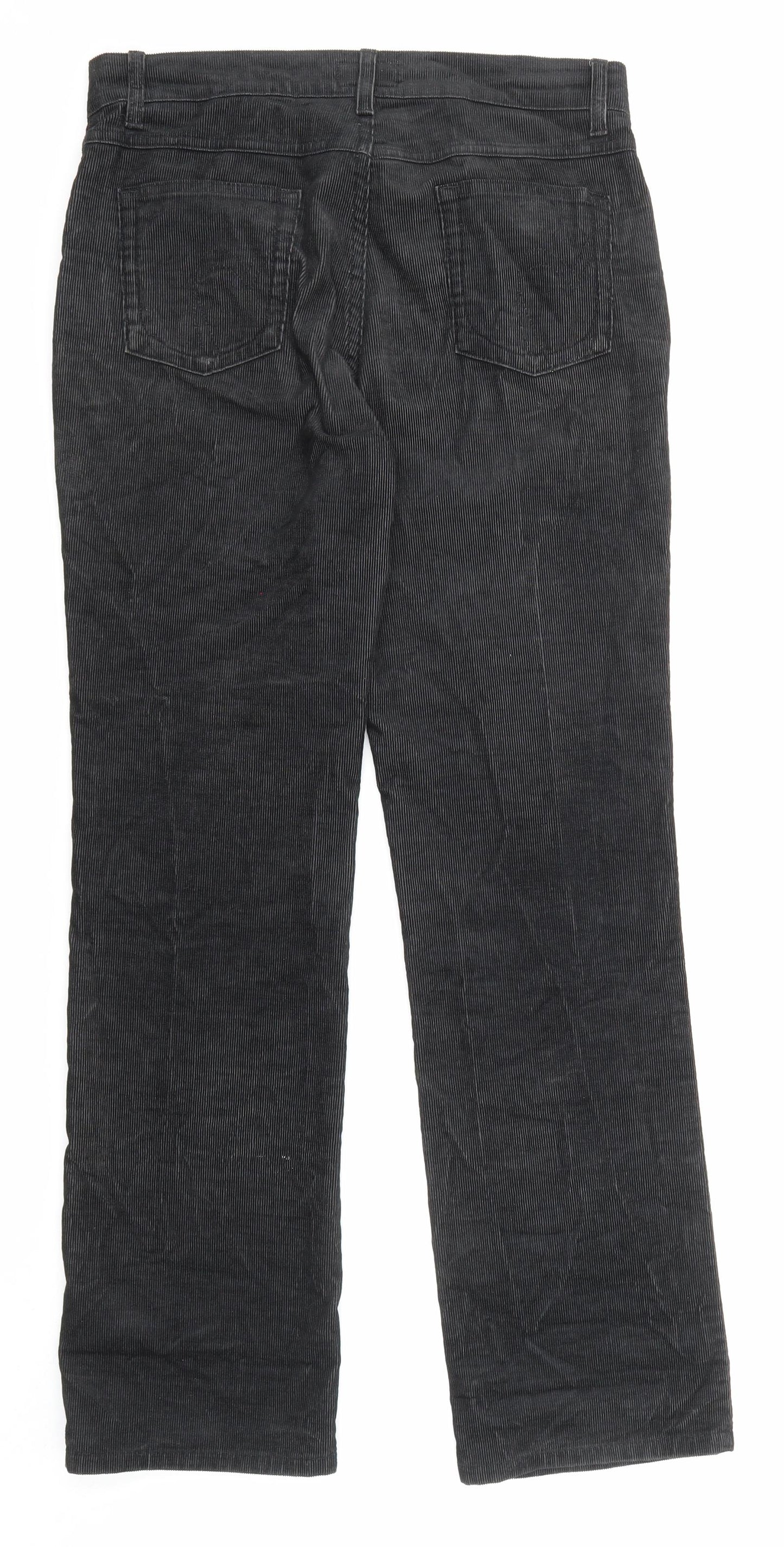 Per Una Womens Black Cotton Trousers Size 12 L29 in Regular Zip