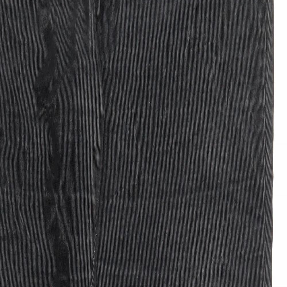 Per Una Womens Black Cotton Trousers Size 12 L29 in Regular Zip