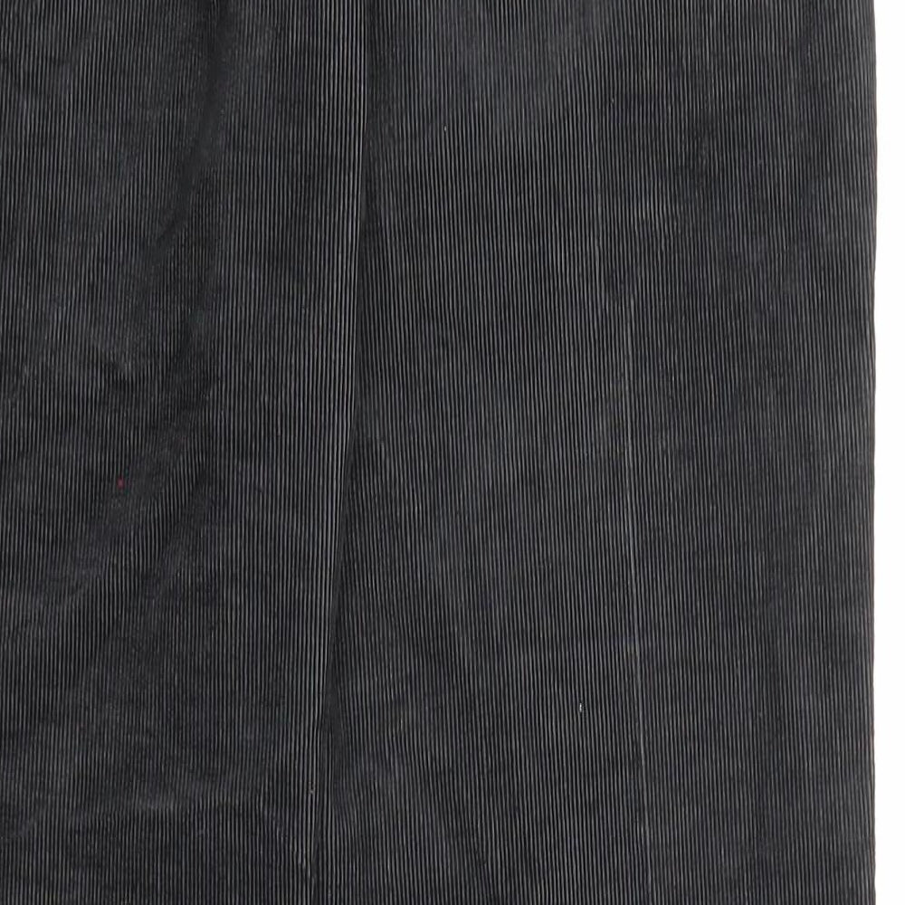 Per Una Womens Black Cotton Trousers Size 12 L29 in Regular Zip