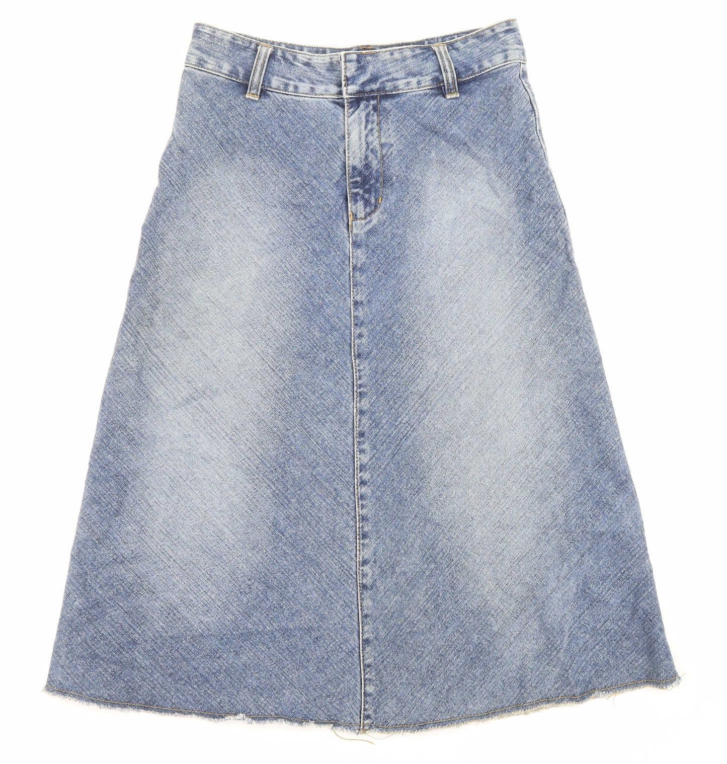 Karen Womens Blue Cotton A-Line Skirt Size M Zip