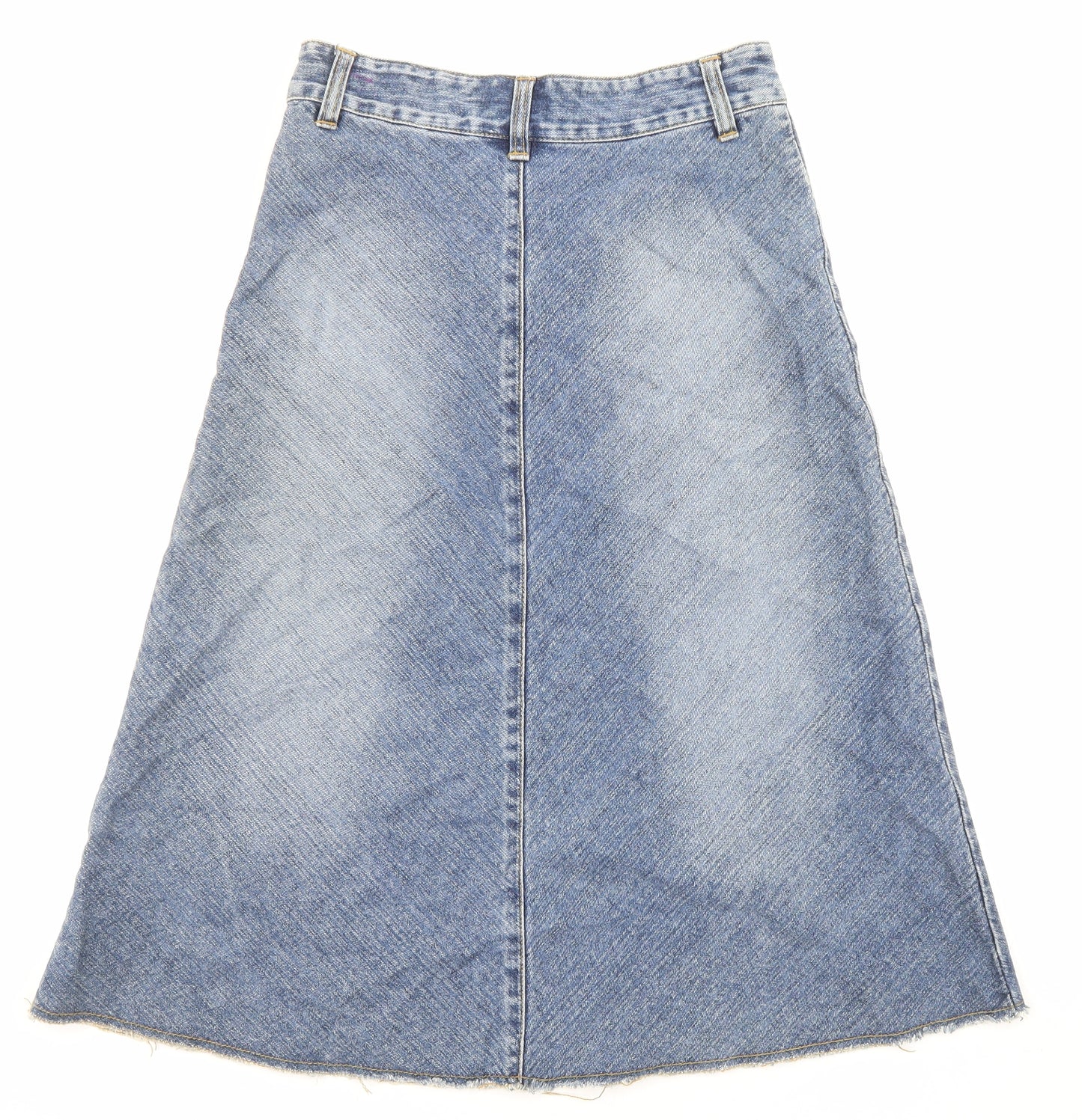 Karen Womens Blue Cotton A-Line Skirt Size M Zip