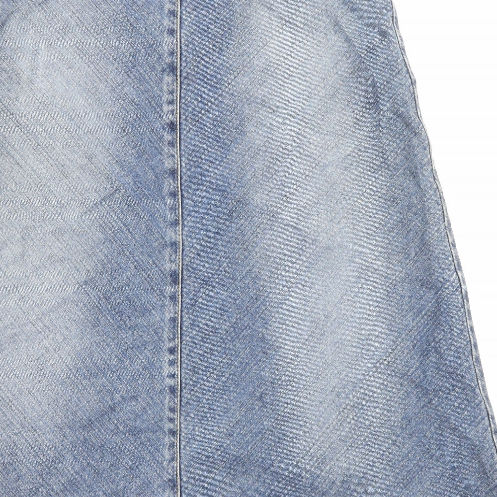 Karen Womens Blue Cotton A-Line Skirt Size M Zip