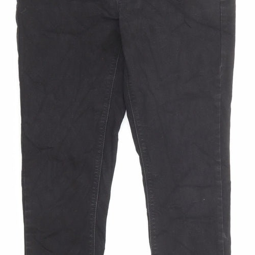 Oasis Womens Black Cotton Straight Jeans Size 14 L26 in Regular Zip - Pockets