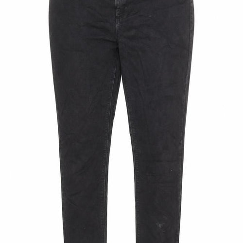 Oasis Womens Black Cotton Straight Jeans Size 14 L26 in Regular Zip - Pockets