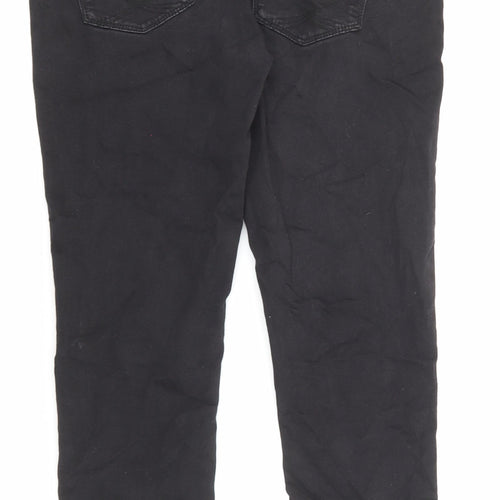Oasis Womens Black Cotton Straight Jeans Size 14 L26 in Regular Zip - Pockets