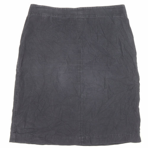 Marks and Spencer Womens Grey Cotton A-Line Skirt Size 12 Button
