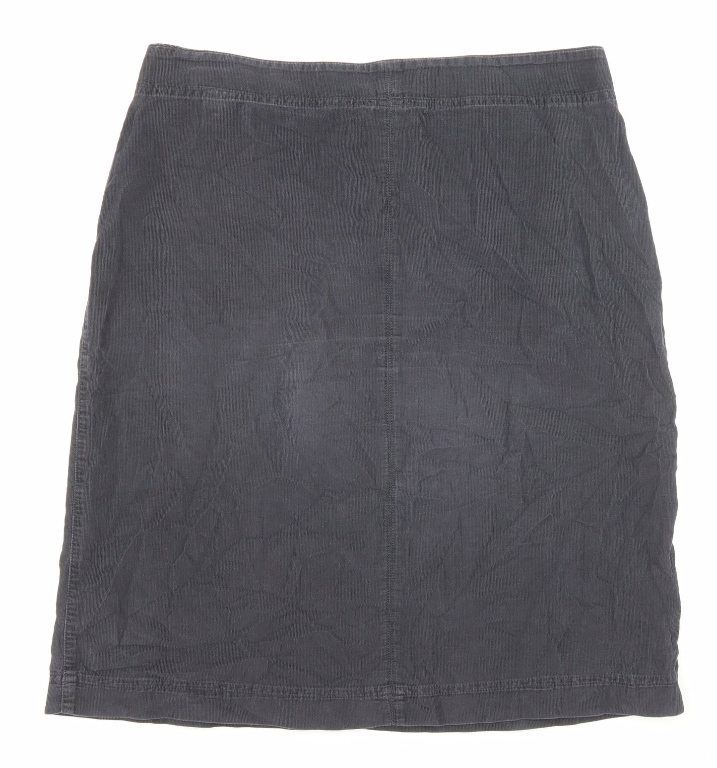 Marks and Spencer Womens Grey Cotton A-Line Skirt Size 12 Button